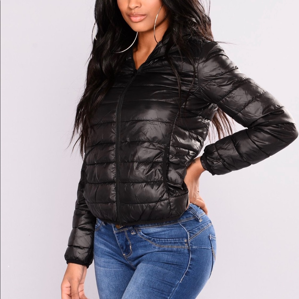 Black padded bomber jacket